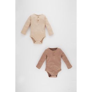 Defacto Knitted Long Sleeve Snap Body - Vison