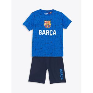 LC Waikiki Crew Neck Barcelona Printed Boy's Shorts Pyjama Set