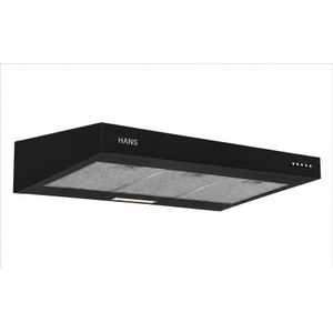 Hans 90cm Wall-Mounted Kitchen Chimney Hood - 550 m/h Airflow - Dual Motor - 3-Speed Push Button Control - 3 Aluminum Filters - Optional 2 Carbon Filters & 2x40W Lighting  - Concord Black