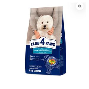 طعام جاف هيبوالرجينيك من Club 4 Paws للكلاب الصغيرة البالغة مع لحم الضأن والأرز 2 كجم