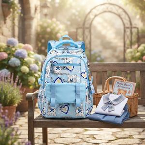 A backpack with a modern design and cheerful colors – suitable for children and adults, for school, university, and travel (stylish blue design)