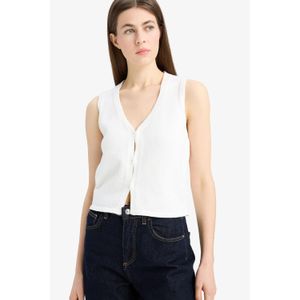 Defacto Fitted V-Neck Basic Buttoned Vest