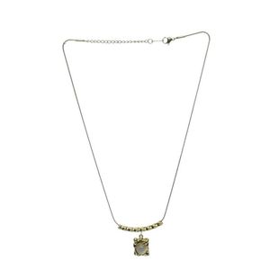 3Diamonds Stainless Steel Sculptural Drop Cabochon Necklace For Women  Gold White