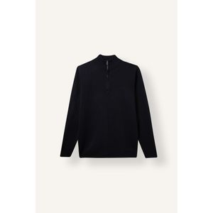 Defacto Standard Fit Mock-Neck Half Zip Basic Knit Pullover