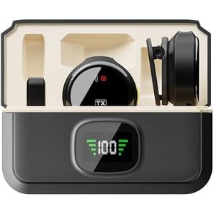 MERV Wireless Lavalier Microphone, Clip-On, Plug-and-Play, 2 Transmitters Type-C, 1 Receiver Type-C, Converter Lightning, for Broadcasting, Black