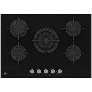 Beko بيكو مسطح غاز 75 سم اسود زجاجى 75222 S - كريستال 4 شعلات 1 ووك