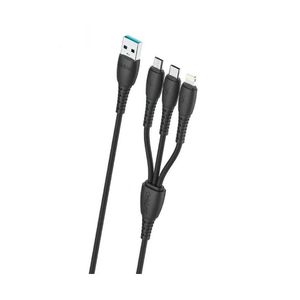 Celebrat HB-05 3 in 1 Portable USB To Type-C, Lightning,Micro Fast Charge And Data Transmission Cable With Smart Design And Practical Fits Mobile Phone 1200mm - Black