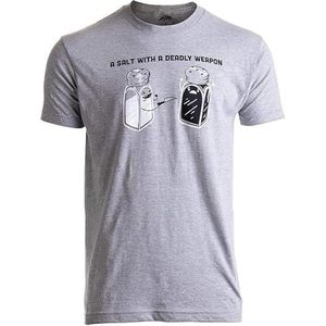 General A Salt with a Deadly Weapon Graphic T-Shirt, Funny Novelty Design, Grey, Unisex