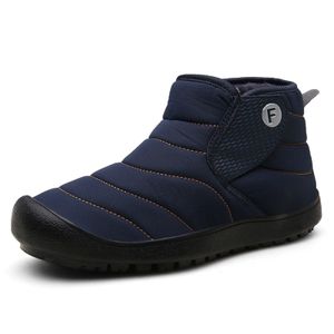 Men Snow Boots Winter Fashion Solid Color Round Head Waterproof Plus Size-Dark Blue