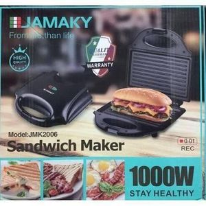 Jamaky صانعة سندويشات/تحكم تلقائي في درجة الحرارة/طلاء مانع للالتصاق/مقبض بارد الملمس/1000 واط