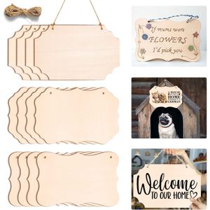 12PCS Unfinished Wood Crafts Blanks, Rectangle-Shaped Wood Sign Wood Craft Supplies for DIY, Hanging Decorations, Painting, Staining, Wood Burning, Graduation Gifts Home Decorations, 8.8 x 5.7 Inches