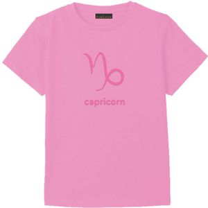 capricorn Zodiac Sign Graphic T-Shirt ,pink, Short Sleeve, Crew Neck, Astrology Theme