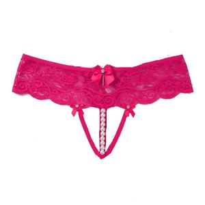 Women's underwear, fuchsia lace, decorated with white pearls