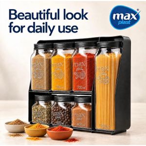Max Plast صندوق تخزين ماكس بلاست 7 قطع بأحجام مختلفة مع حامل