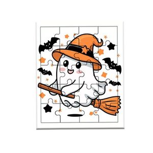 Puzzle with Stand, Cute Farm  Theme   , little ghost riding a broom,, jigsaw puzzle