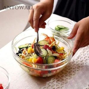 طقم بولة \ اطباق زجاج  - 4 قطع لتقديم الطعام والحلويات والشوربة كبير الحجم  يمكن استخدامه في الميكروويف