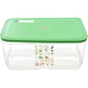 AKSA Plastic Rectangular Veggie Container, 9.7 Liter Capacity, Clear