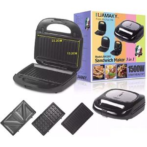 Jamaky 3 in 1 Sandwich Maker with Interchangeable Plates, 1500W, Model 2011