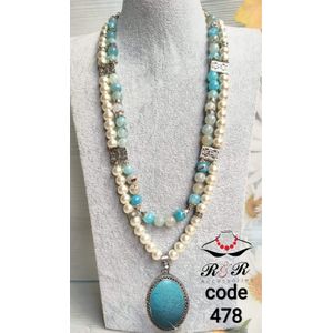 عقد نسائى دورين من العقيق الطبيعى اللبنى لولى الاڤوايت