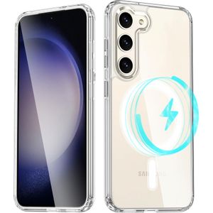 جراب مغناطيسي رقم 1 لموبايل سامسونج جالاكسي A25 مع ماج سيف  جراب صلب شفاف مضاد للاصفرار بتصميم عسكري صلب مضاد للصدمات مع جراب موبايل من السيليكون الناعم لهاتف A25 رفيع