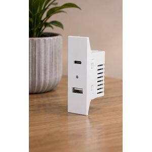 NUOVO White 22mm Dual USB/Type-C Charger Socket