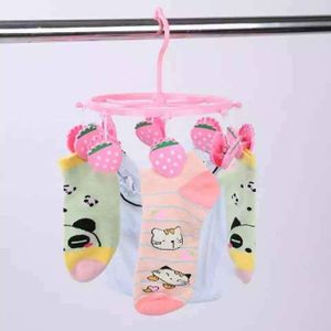 Small Round Clothes Drying Rack with Strawberry Hooks – A Cute Design for Drying Socks and Underwear.