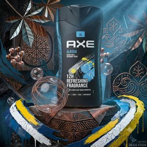 Axe Alaska Arctic Fresh 3 in 1 Shower Gel 400ML - Face Body and Hair Wash for Men with Cooling Freshness and Long Lasting Clean Scent