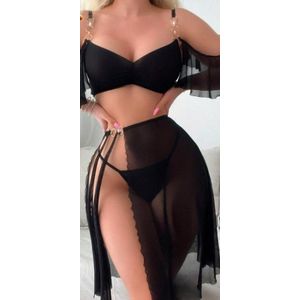 Lingerie Rings - طقم قميص نوم أنيق ثلاثي القطع