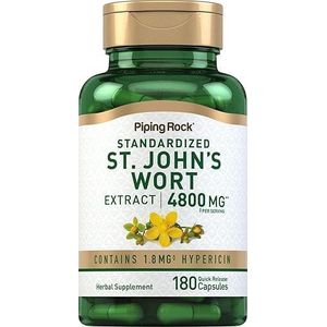 Piping Rock St. John’s Wort Capsules  4800 mg  180 Pills  Premium Herbal Extract Supplement for Women and Men  Non-GMO, Gluten Free