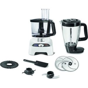 Moulinex FP823125 Double Force, Food Processor, 1000 Watts, 27 Functions, 3L Bowl, 2L Blender, Manual Control Panel, Easylock Safety System, White and Black