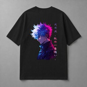T-Shirt Anime Oversized Cotton T-05 -  Black