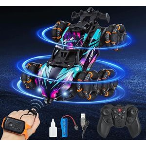 Gesture Sensing Rc Stunt Cars, 2.4Ghz Racing Drift Stunt Hand Remote Control Car, 360° Rotating Stunt Car Toys With Light & Sound Spray, Control Car For 8 9 10 11 12 Year Old Gifts For Boys & Girls