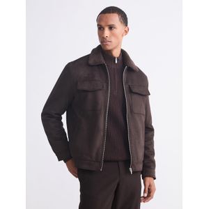 LC Waikiki Slim Fit Fur Collar Suede Men Coat
