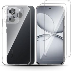 جراب + قطعتان من الزجاج المقوى لهاتف Realme 15T، غطاء حماية من مادة TPU ناعمة الملمس، صلابة 9H، حماية عالية الوضوح، غطاء جل سيليكون مقاوم للخدش