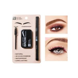 3-in-1 Eyebrow & Eyeliner Kit - Long Lasting Waterproof Brow Styling Soap, Eyeliner Pencil & Brush - For Natural 3D Vivid Eyebrows - Black