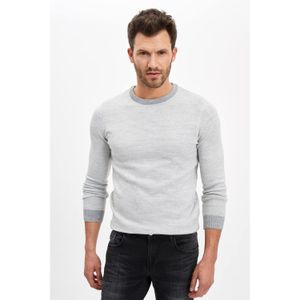 Defacto Slim Fit Narrow Cut Crew Neck Elbow Patch Detail Knit Sweater