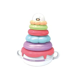 2-in-1 Educational Stacking and Nesting Toy - With Lights  Music - Tumbler Feature - Safe - BPA-Free
