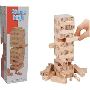 Kids Time High Quality Wooden Stacking Game - 54 Pieces Mining Tower Game for Kids, 1 or More Players
