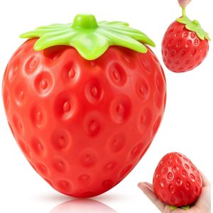 Big Strawberry Stress Ball Squeeze Toy, 3.9 in Large Red Strawberry
