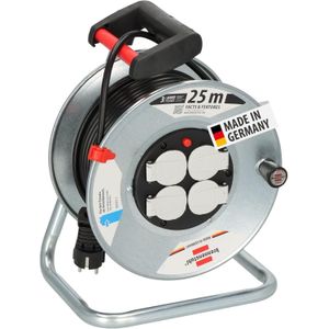 Brennenstuhl 1195056 Garant S 4 Export Cable Reel 25 m H05VV-F 3G1.5, Silver, Black, 25m