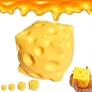 Jumbo Giant Cheese Squishy, Big Squeeze Cheese Cube Block, Slow Rising Squeezable Fidget Toy, Stress Relief Rebounding Sensory (7cm)