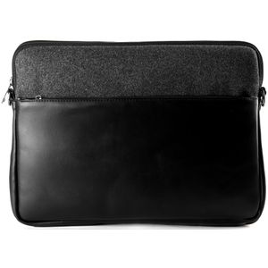 Dipelle  Premium PU Leather Case Soft Felt Laptop Sleeve Compatible with MacBook Air/Pro, HP, Dell, Acer Aspire, Asus Note, All Devices (Black, 15.6)