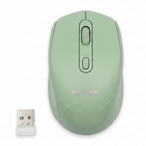 Platinum ماوس لاسلكي من بلاتينيوم PL-110 - وضع مزدوج - قابل لإعادة الشحن - نقرة صامتة - 1200 نقطة في البوصة - إضاءة RGB - تصميم أنيق - اخضر