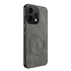 OPPO Reno 15 5G / Oppo Reno15 5G  – Case Cover Compatible, Premium PU Leather Shockproof Back Cover with Built-in Magnetic Sheet, Soft TPU Bumper, Raised Edge Camera & Screen Protection – Grey