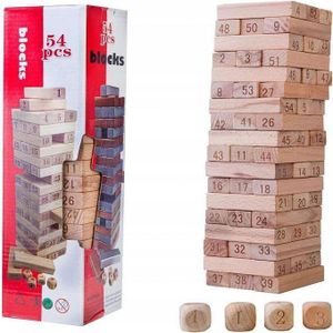 Wooden Blocks Game for Kids,Game Traditional Blocks Truth and Dare Game for Everyone 54Wooden Blocks with Dices