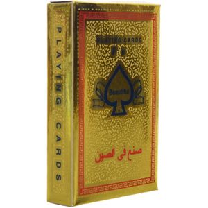 Plastic playing card set, box size 35cm (length) x 25cm (width), with a rough gold texture, containing two pieces.