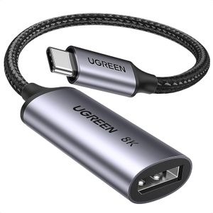Ugreen كابل محول USB-C إلى DisplayPort 1.4 بدقة 8K60Hz، يدعم دقة 4K240Hz HDR، محول Thunderbolt 4 إلى DisplayPort، مصنوع من الألومنيوم المضفر، متوافق مع MacBook ProAir و iPad Pro و Galaxy S23 و Dell