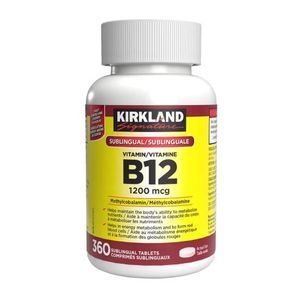 Kirkland Signature Vitamin B12 1200 mcg 360 Tablets 360 Servings - 360-Day Supply - Advanced Energy, Neurological & Red Blood Cell Support Matrix - Non-GMO & Gluten-Free