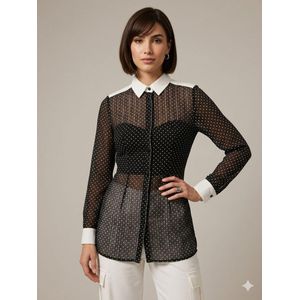 Tiger Polka Dot Blouse, Contrast Collar