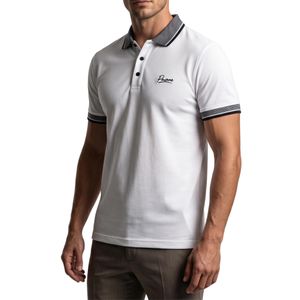 Pavone Turn Down Collar Polo Shirt - White